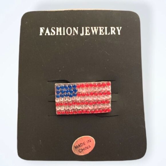 Red white blue patriotic USA Flag brooch pin - Picture 1 of 3